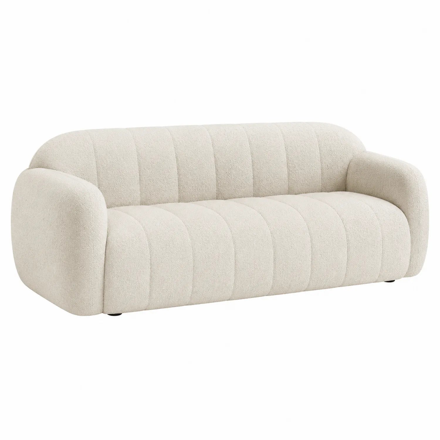 3-Sitzer Sofa aus Boucléstoff Creme 200x90x75 cm