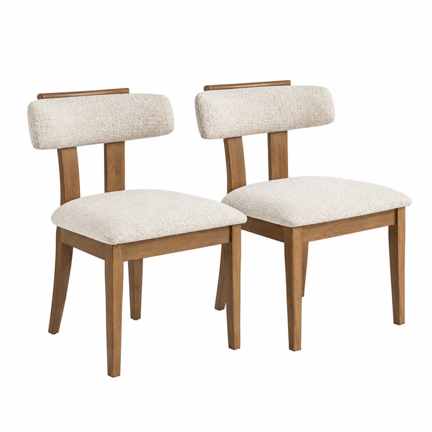 Esszimmerstühle Set aus Eiche und Polyester Beige 2er-Set