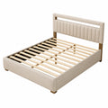Doppelbett aus Holz mit Stoffbezug Beige 200x160 cm