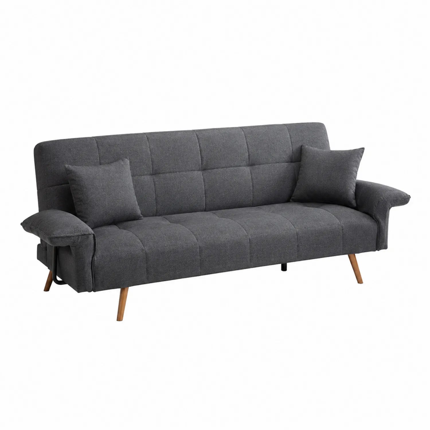 3-Sitzer Sofa Stoff Dunkelgrau mit Kissen