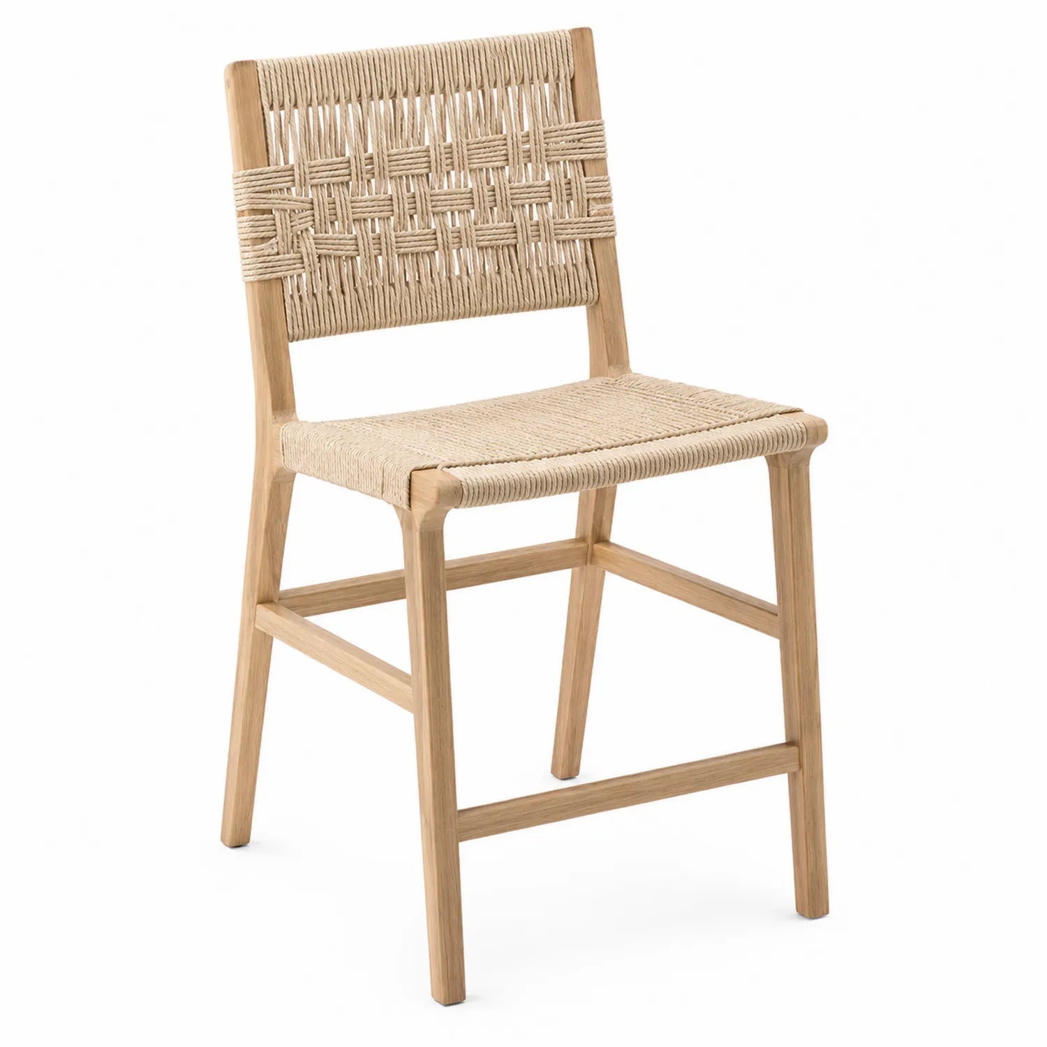Esszimmerstuhl aus Eichenholz und Naturfasergeflecht Beige 45x50x85 cm