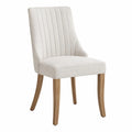 Esszimmerstuhl mit Holzbeinen und Baumwollbezug, Beige