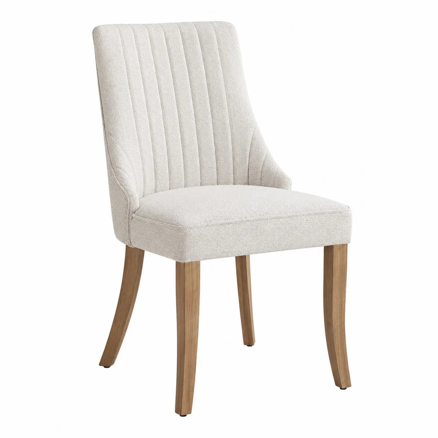 Esszimmerstuhl mit Holzbeinen und Baumwollbezug, Beige