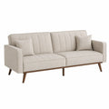 3-Sitzer Sofa Stoff Beige mit Kissen