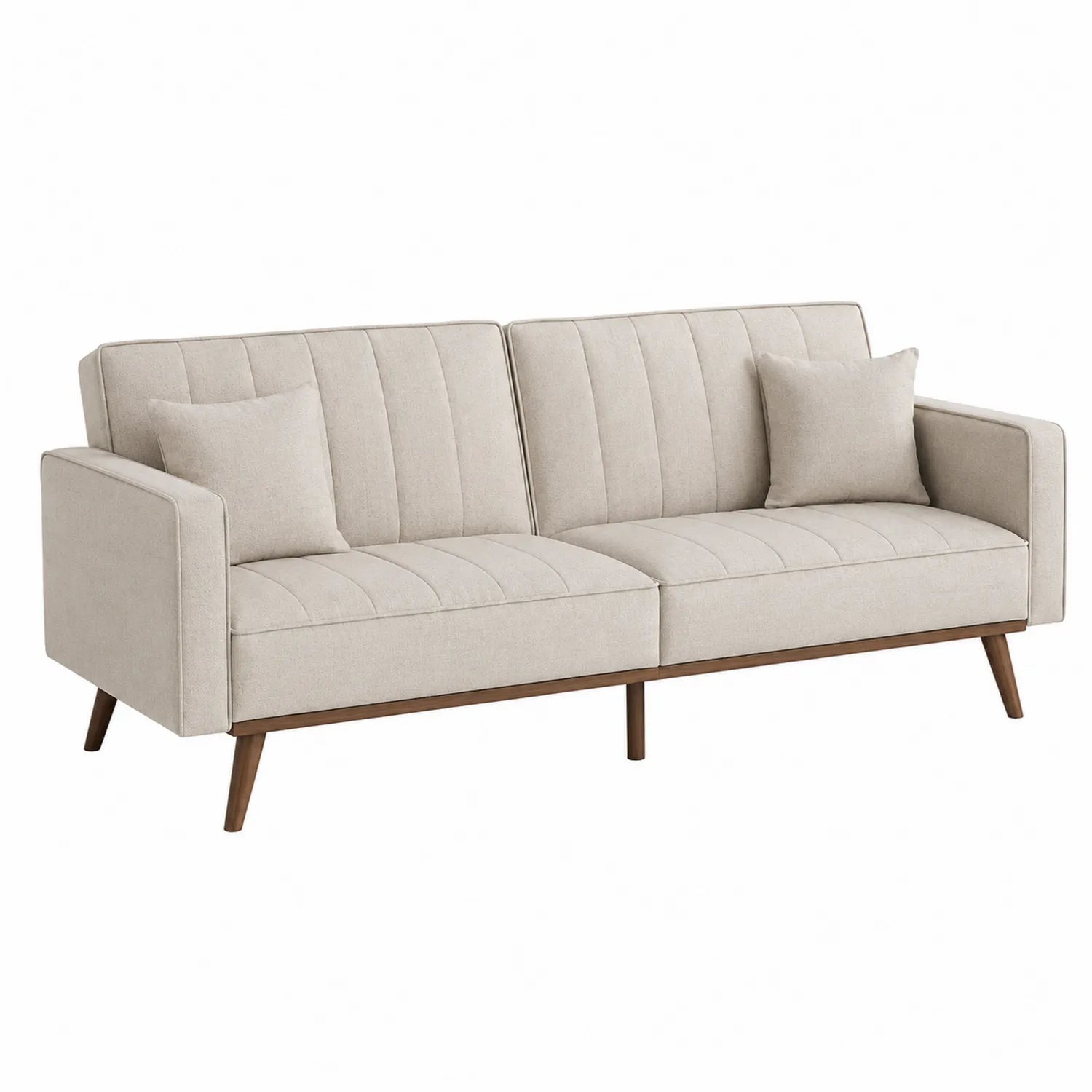 3-Sitzer Sofa Stoff Beige mit Kissen