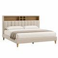 Holz- und Polsterbett Beige 200x180 cm