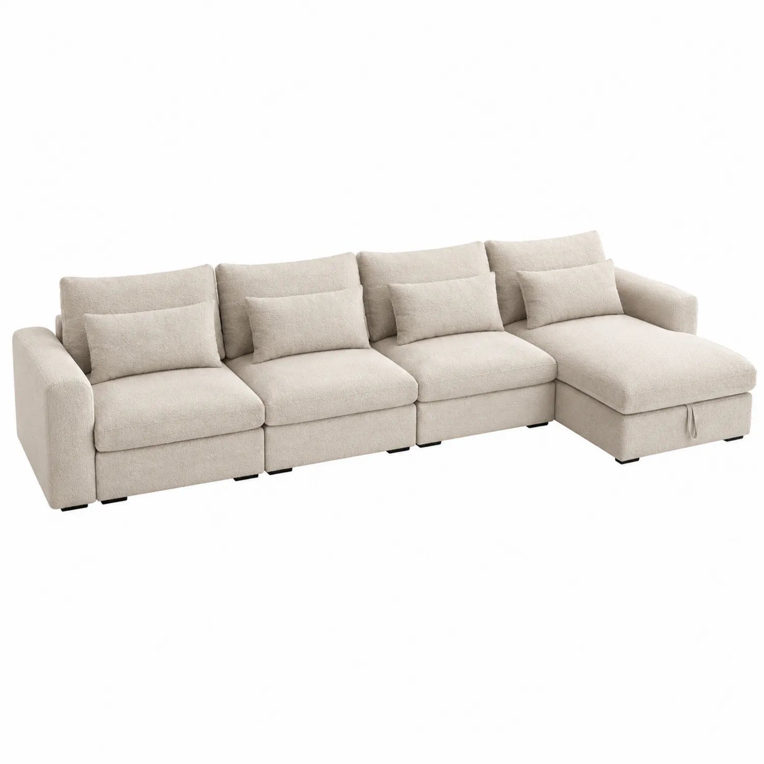 Modulares Ecksofa aus Baumwollgewebe Beige 350cm L-form