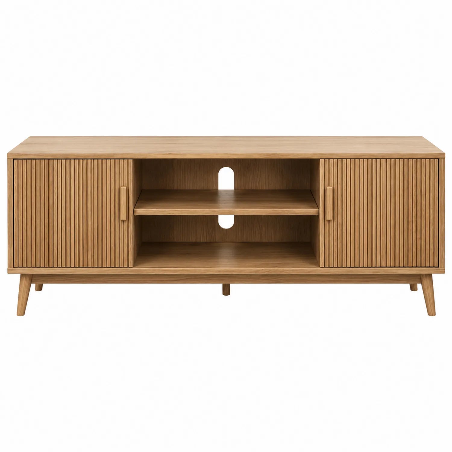 TV-Schrank Eichenholz mit Türen und Regalen 120cm