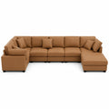 Modulares Ecksofa Set Leder Braun 300x150x85 cm