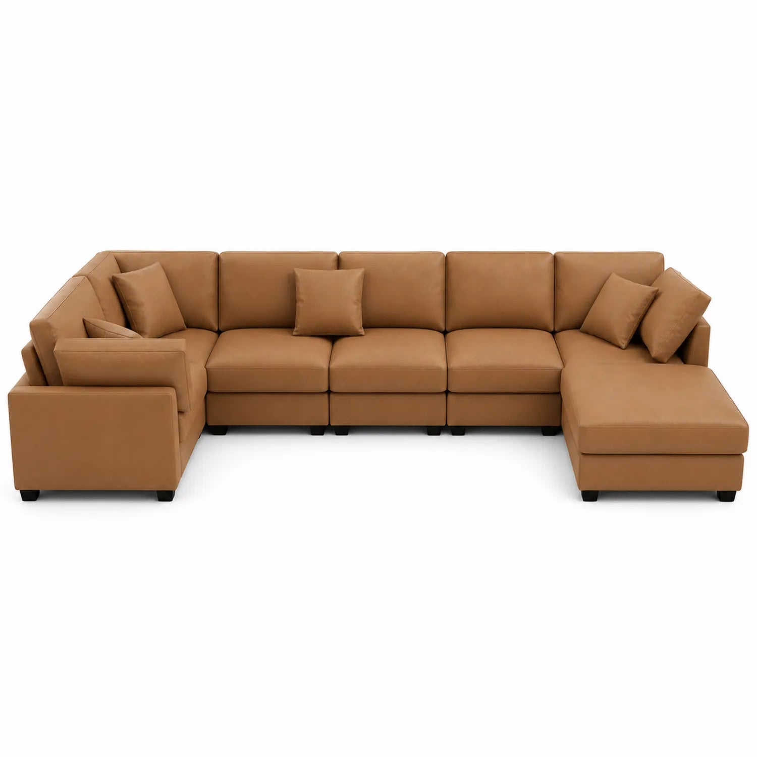 Modulares Ecksofa Set Leder Braun 300x150x85 cm