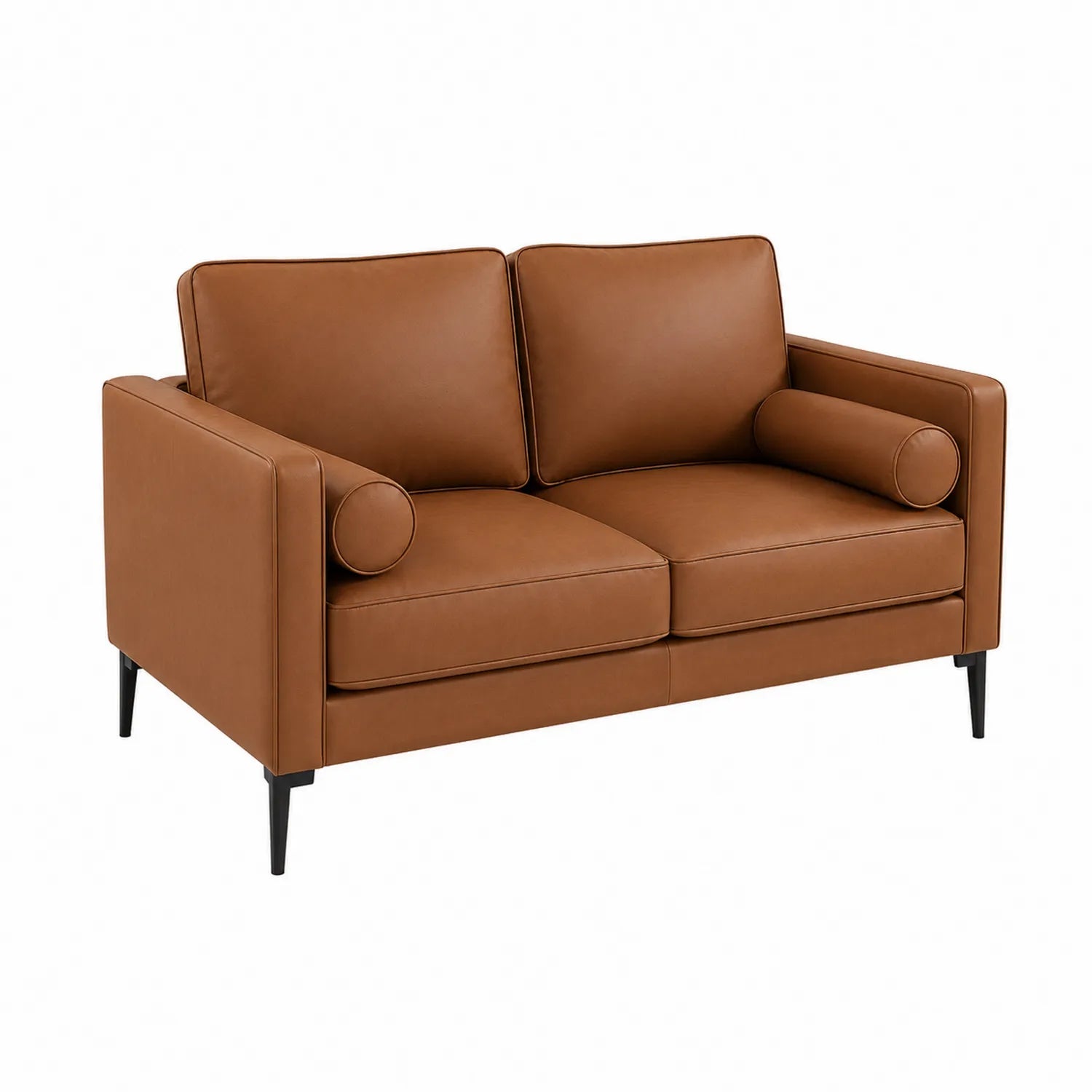 2-Sitzer Sofa Polyurethan Lederlook Braun mit Metallbeinen