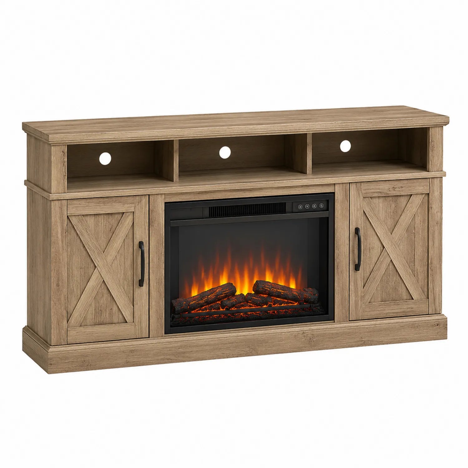 Holz TV-Schrank mit Elektrischem Kamin